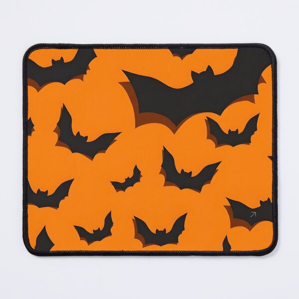 Item preview, Seamless Halloween Pattern with Flying Black Bats on Orange Background designed and sold by interdesigner.