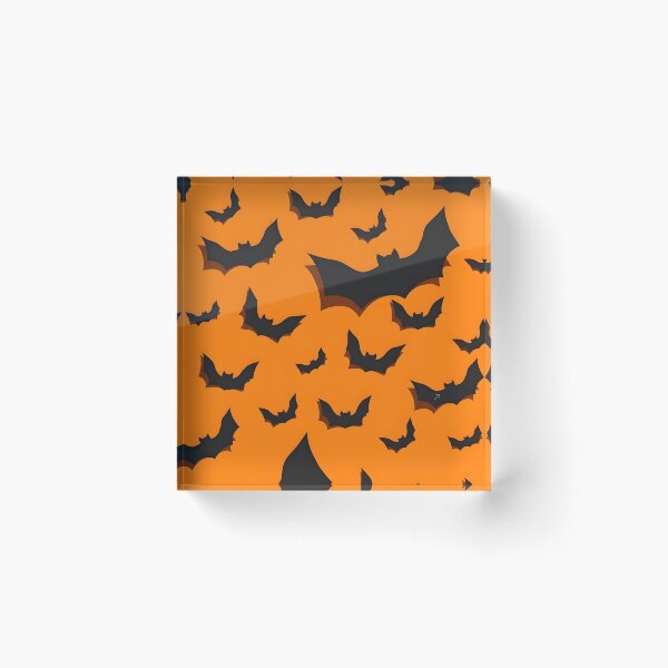 Item preview, Seamless Halloween Pattern with Flying Black Bats on Orange Background    designed and sold by interdesigner.