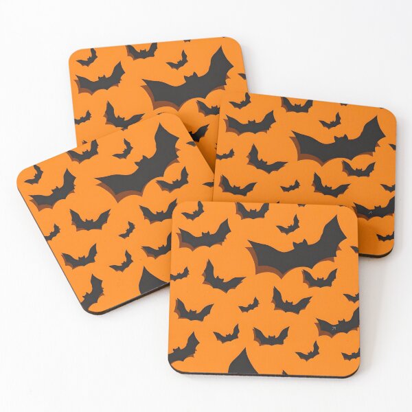 Item preview, Seamless Halloween Pattern with Flying Black Bats on Orange Background    designed and sold by interdesigner.