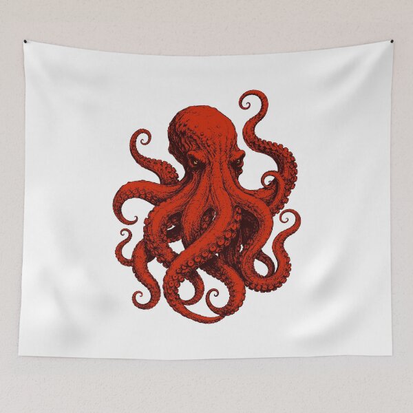 Item preview, Red Kraken Illustration – Mythical Sea Monster Art designed and sold by xndrlab.