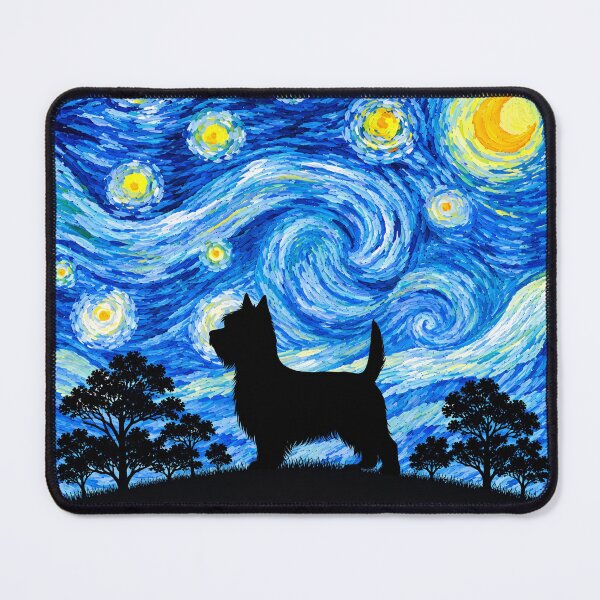 Item preview, Funny Silky Terrier Dog Starry Night Painting Moon Star Mom Dad Kids designed and sold by FurryHavenPH.