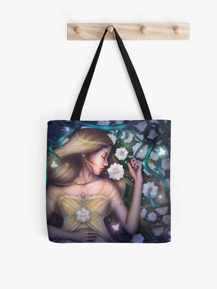 Copy of Sleeping Beauty Floral Lace Quote Tote Bag for Sale by