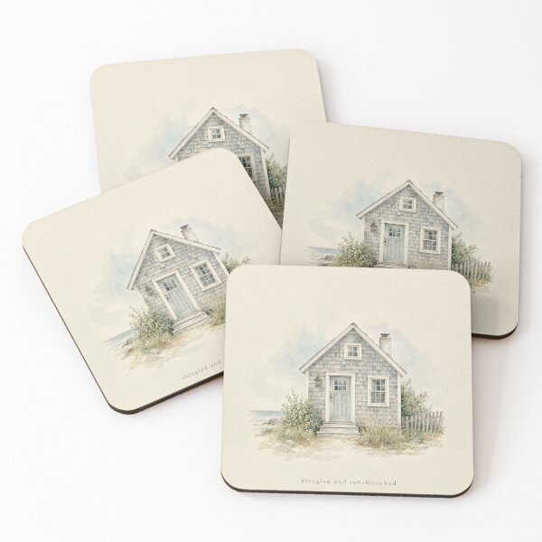 Item preview, Shingled and Sun-Bleached Cottage Illustration | Coastal Wall Art designed and sold by FixationStudio.