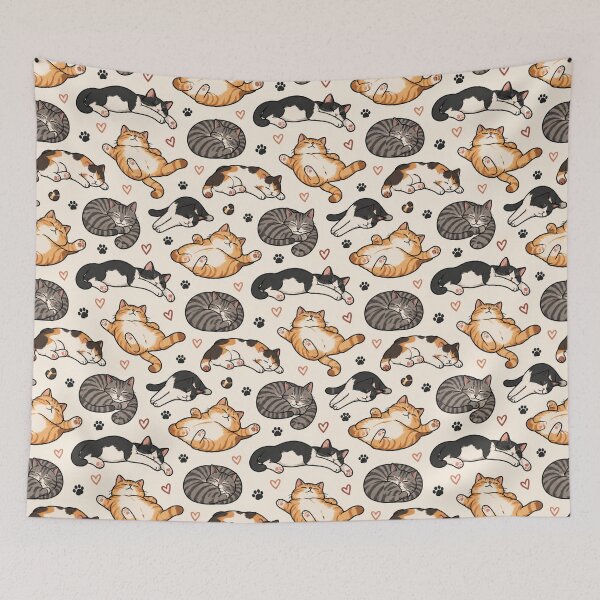Item preview, Cozy Sleepy Cats Seamless Pattern designed and sold by VibnWalls.