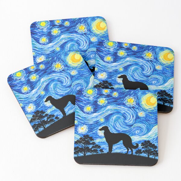Item preview, Funny Silken Windhound Dog Starry Night Painting Moon Star Mom Dad Kids designed and sold by FurryHavenPH.