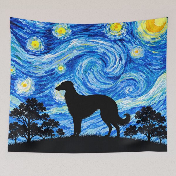 Item preview, Funny Silken Windhound Dog Starry Night Painting Moon Star Mom Dad Kids designed and sold by FurryHavenPH.