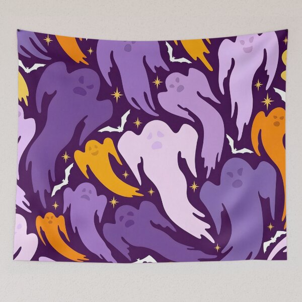 Item preview, Seamless Halloween Pattern with Flying Ghosts and Bats    designed and sold by interdesigner.