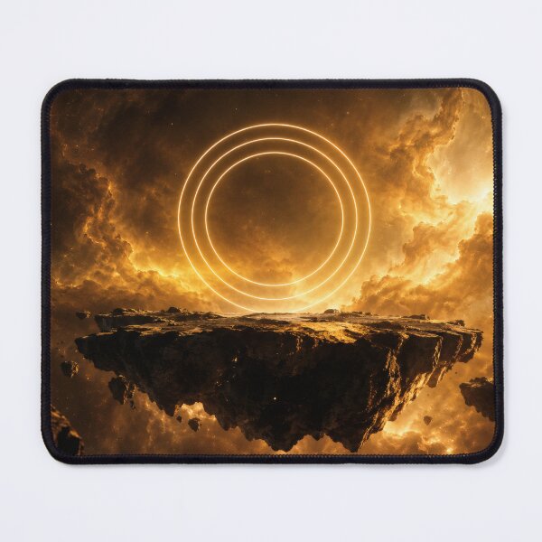 Item preview, Glowing Golden Ring Portal Over Floating Asteroids designed and sold by monkeybusiness.pt.