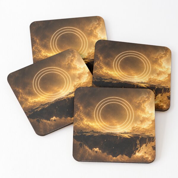 Item preview, Glowing Golden Ring Portal Over Floating Asteroids designed and sold by monkeybusiness.pt.