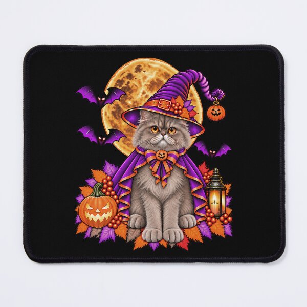 Item preview, Grey Persian Cat Halloween Witch Costume & Spooky Pumpkin designed and sold by PixelsPaws.