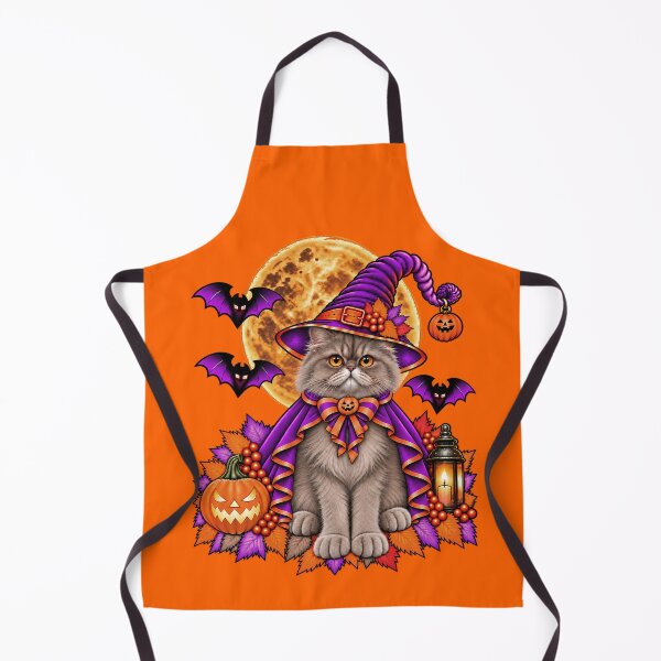 Item preview, Grey Persian Cat Halloween Witch Costume & Spooky Pumpkin designed and sold by PixelsPaws.
