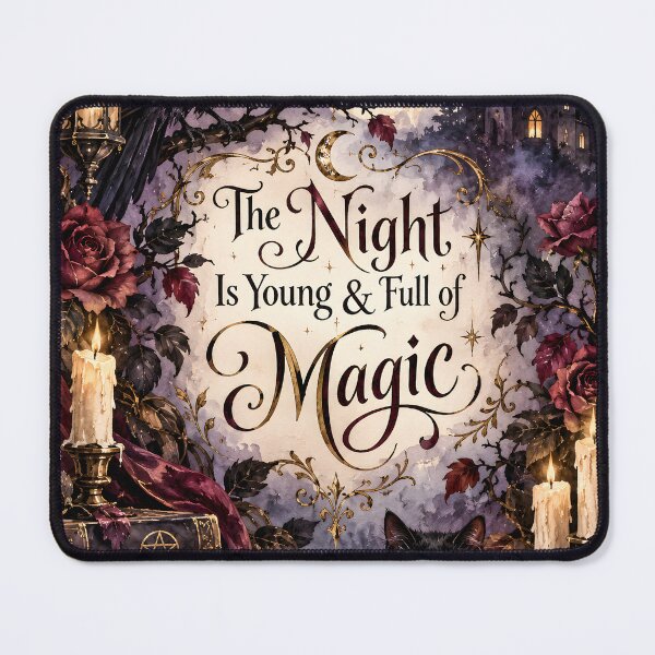 Item preview, The Night Is Young & Full of Magic – Gothic Halloween Raven and Black Cat designed and sold by blankTeeShirt.