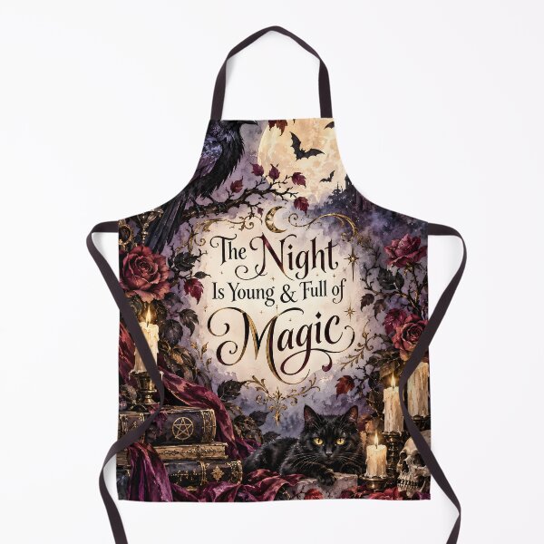 Item preview, The Night Is Young & Full of Magic – Gothic Halloween Raven and Black Cat designed and sold by blankTeeShirt.