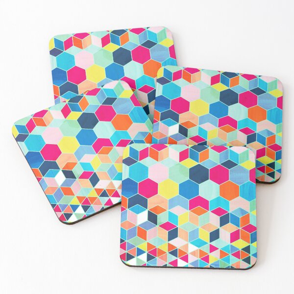 Item preview, Super Bright Color Fun Hexagon Pattern designed and sold by micklyn.
