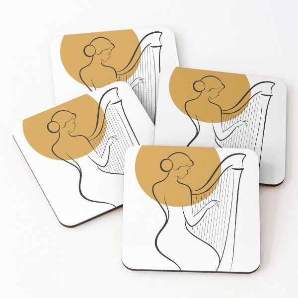 Item preview, Golden Harp Art Print, Elegant Harpist Art, Classical Music Print, Harp Player Gift, Minimalist Music Room Decor, Art Deco Print designed and sold by Studio pod Burom.