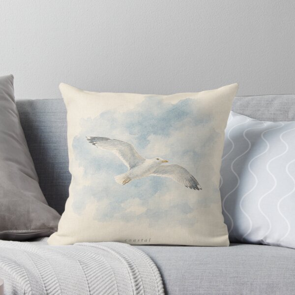 Item preview, Coastal Seagull in Flight Illustration | Coastal Wall Art designed and sold by FixationStudio.