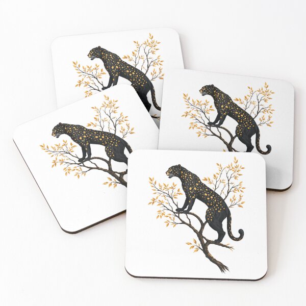 Item preview, Golden Spotted Black Panther Tree Branch Wildlife designed and sold by Moizento.