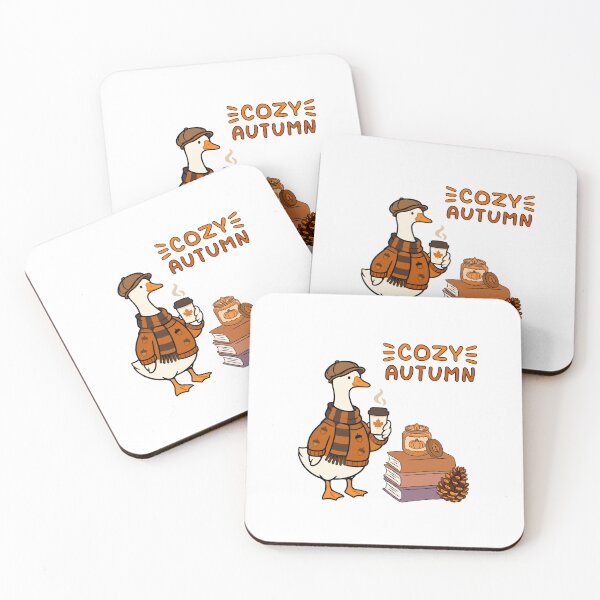 Item preview, Cozy Autumn Goose Drinking Pumpkin Spice Coffee designed and sold by Kriz-Kove.