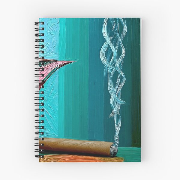 Item preview, Martini and Smoking Cigar with Orange and Pink Cocktail Hues Against a Textured Blue Background designed and sold by OlfactoART Studio.