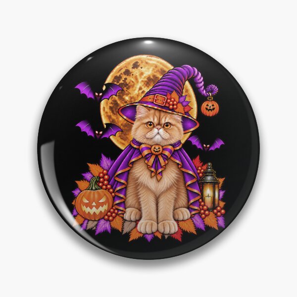 Item preview, Orange Persian Cat Halloween Witch Costume & Spooky Pumpkin designed and sold by PixelsPaws.