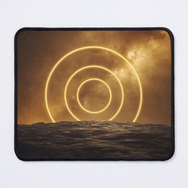 Item preview, Glowing Golden Rings Over Alien Planet Landscape designed and sold by monkeybusiness.pt.