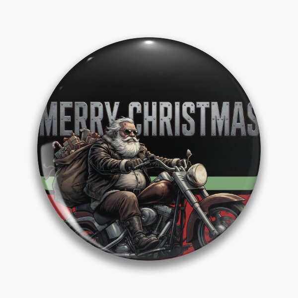 Item preview, Badass Biker Santa Riding Motorcycle Metallic Merry Christmas designed and sold by KiwiRider.