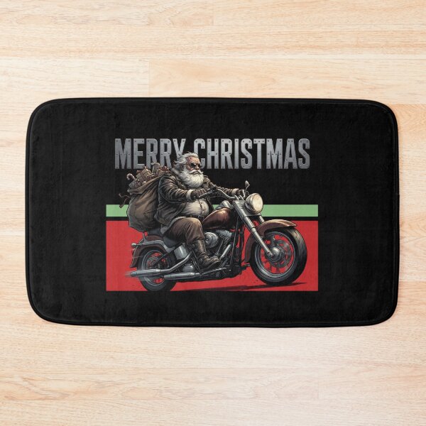 Item preview, Badass Biker Santa Riding Motorcycle Metallic Merry Christmas designed and sold by KiwiRider.