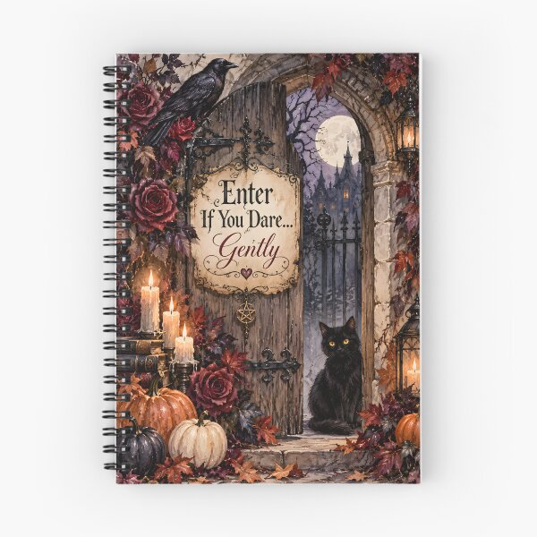 Item preview, Enter If You Dare Gently – Gothic Black Cat Halloween Castle designed and sold by blankTeeShirt.