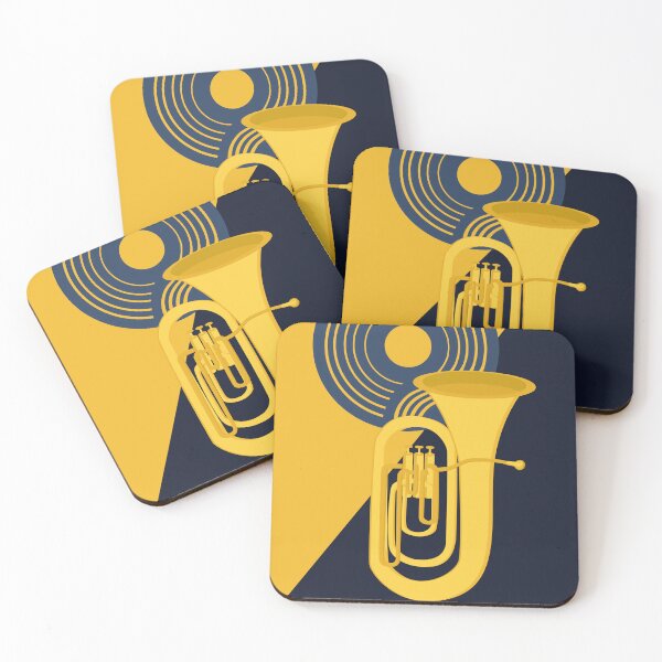 Item preview, Tuba dorada y ritmo | Arte musical Bauhaus | Decoración moderna de instrumentos de viento-metal de mediados de siglo | Lámina geométrica de tuba designed and sold by Studio pod Burom.