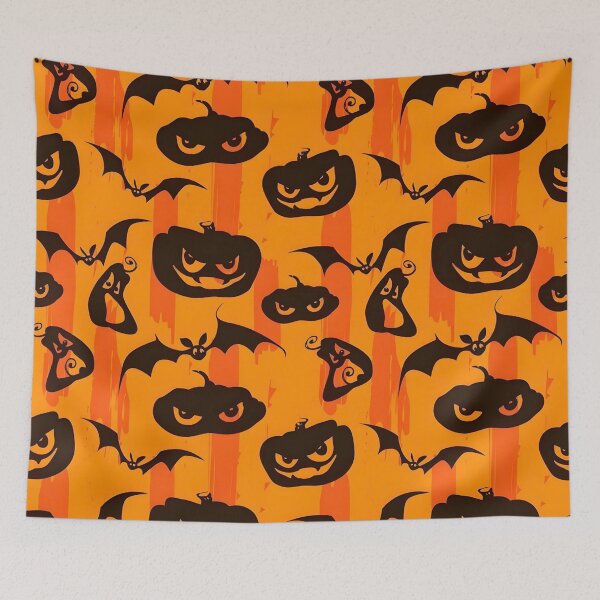 Item preview, Spooky Halloween Pumpkin and Bat Seamless Pattern designed and sold by interdesigner.
