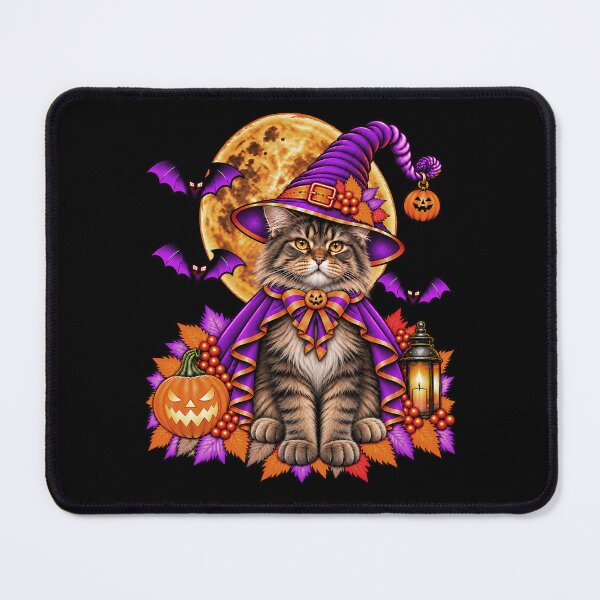 Item preview, Maincoon Cat Halloween Witch Costume & Spooky Pumpkin designed and sold by PixelsPaws.