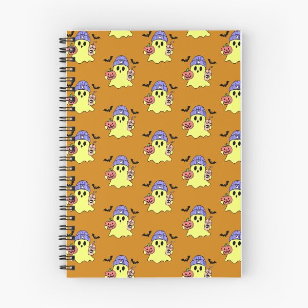 Item preview, Yellow Ghost with Pumpkin and Coffee Halloween Kawaii Beanie designed and sold by AstronautMerch.