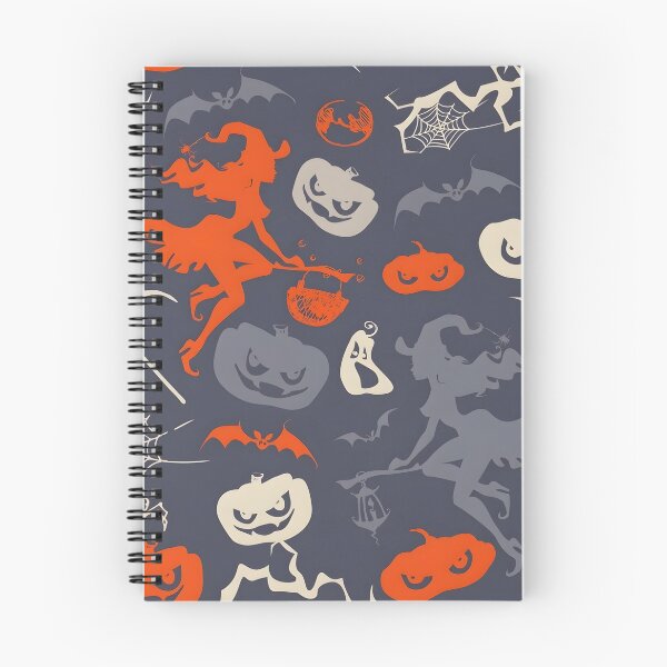 Item preview, Vintage Halloween Seamless Pattern with Flying Witches and Jack-o'-Lanterns designed and sold by interdesigner.