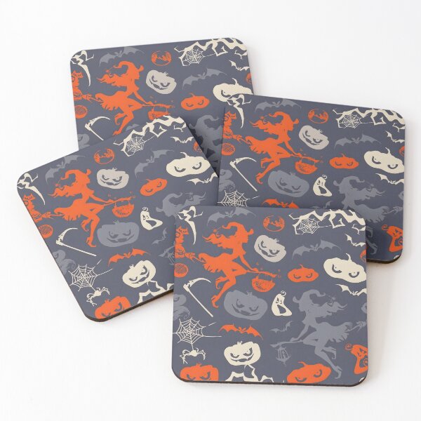 Item preview, Vintage Halloween Seamless Pattern with Flying Witches and Jack-o'-Lanterns designed and sold by interdesigner.