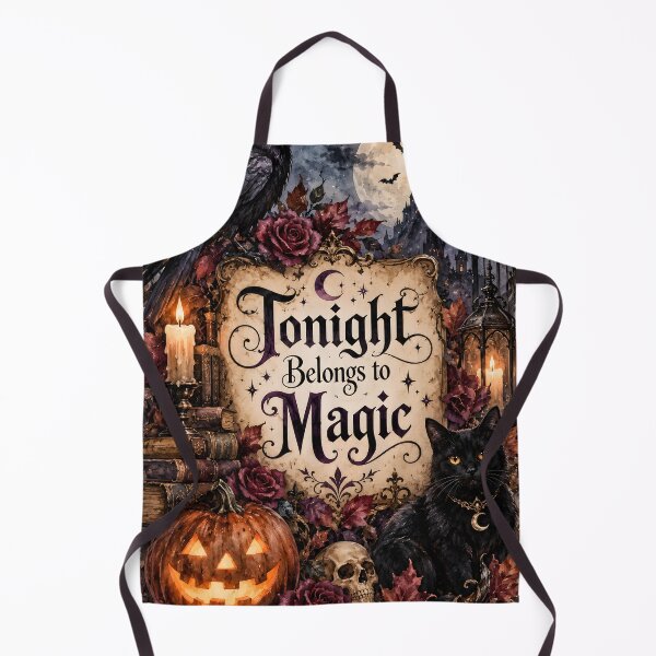 Item preview, Tonight Belongs to Magic – Gothic Halloween Raven, Black Cat & Pumpkin designed and sold by blankTeeShirt.