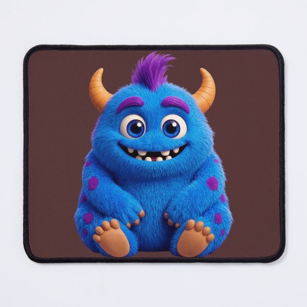 Item preview, Cute Fluffy Blue Monster 3D Art / Adorable Friendly Little Monster designed and sold by chicworld2026.