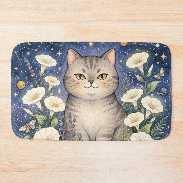 Item preview, Celestial Cat Floral Night designed and sold by Iampoji.