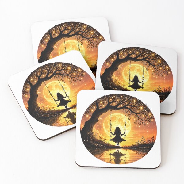 Item preview, Magical Girl on Swing Under Full Moon Aesthetic designed and sold by CreativeOlga.