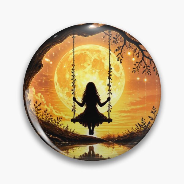 Item preview, Magical Girl on Swing Under Full Moon Aesthetic designed and sold by CreativeOlga.