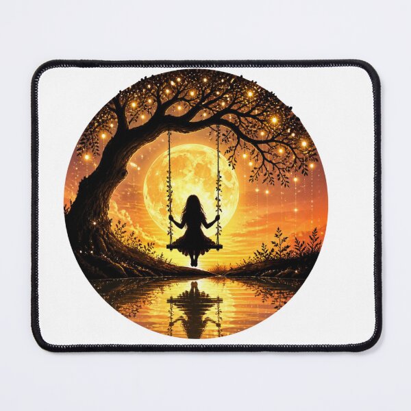 Item preview, Magical Girl on Swing Under Full Moon Aesthetic designed and sold by CreativeOlga.