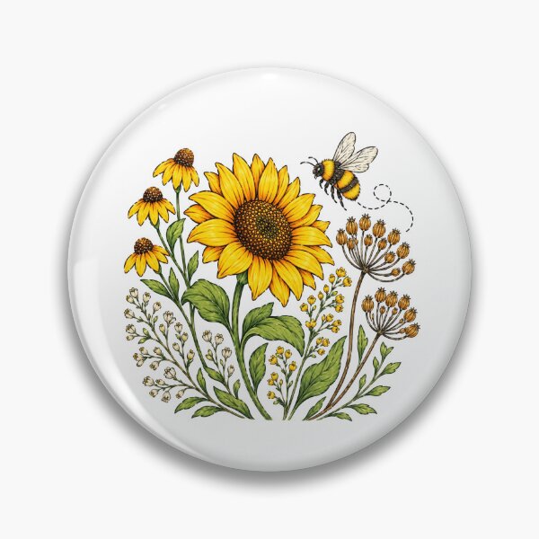 Item preview, Sunflower Wildflower Garden Bumblebee Botanical Nature Floral designed and sold by Moizento.