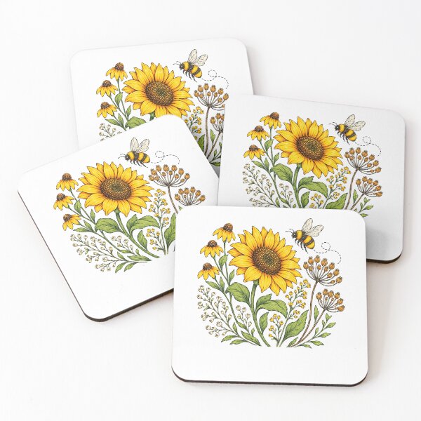 Item preview, Sunflower Wildflower Garden Bumblebee Botanical Nature Floral designed and sold by Moizento.