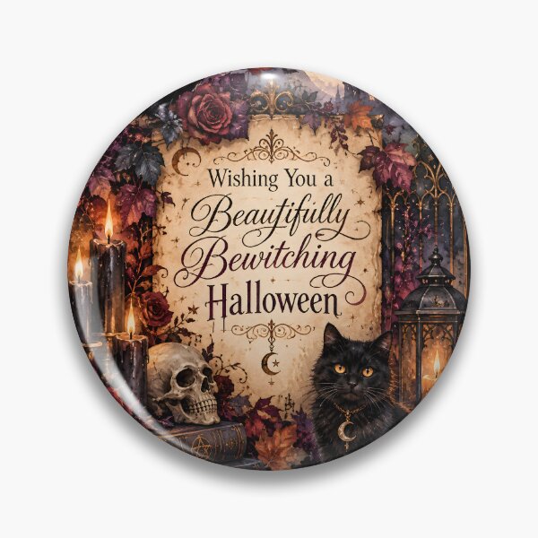 Item preview, Beautifully Bewitching Halloween – Gothic Raven, Black Cat & Haunted Castle designed and sold by blankTeeShirt.