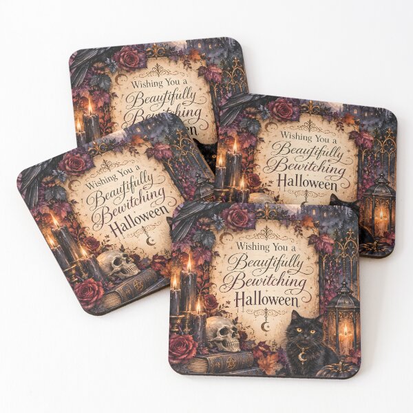 Item preview, Beautifully Bewitching Halloween – Gothic Raven, Black Cat & Haunted Castle designed and sold by blankTeeShirt.