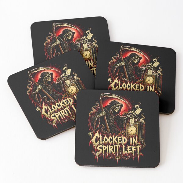 Item preview, Clocked In Spirit Left Grim Reaper Metal Shirt designed and sold by Tong4130.