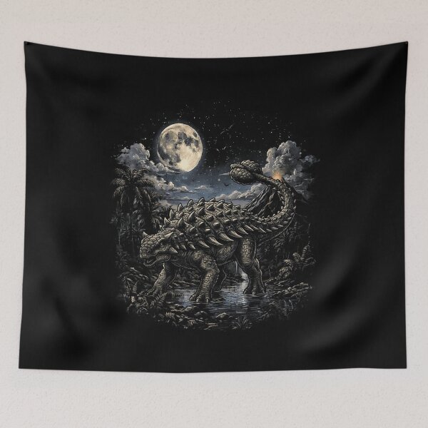 Item preview, Ankylosaurus Walking Through a Moonlit Prehistoric Jungle designed and sold by TadeoNivar.