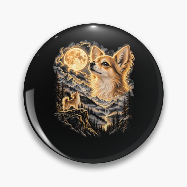 Item preview, Long Hair Chihuahua Howling At Moon The Retro 90s Art Dog designed and sold by ArtByimamS.