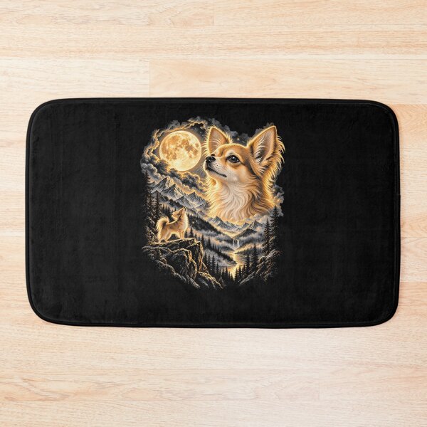Item preview, Long Hair Chihuahua Howling At Moon The Retro 90s Art Dog designed and sold by ArtByimamS.