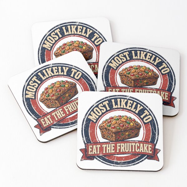Item preview, Most Likely To Eat The Fruitcake Shirt - Funny Christmas Badge Tee designed and sold by KERK Art and Design.