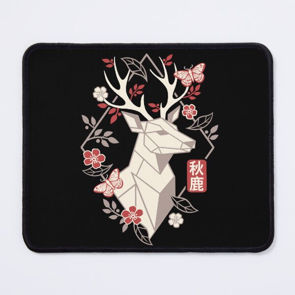 Item preview, Geometric Autumn Deer with Antlers Tree Branches and Butterflies - Japanese Fall Zen Art designed and sold by NemiMakeit.